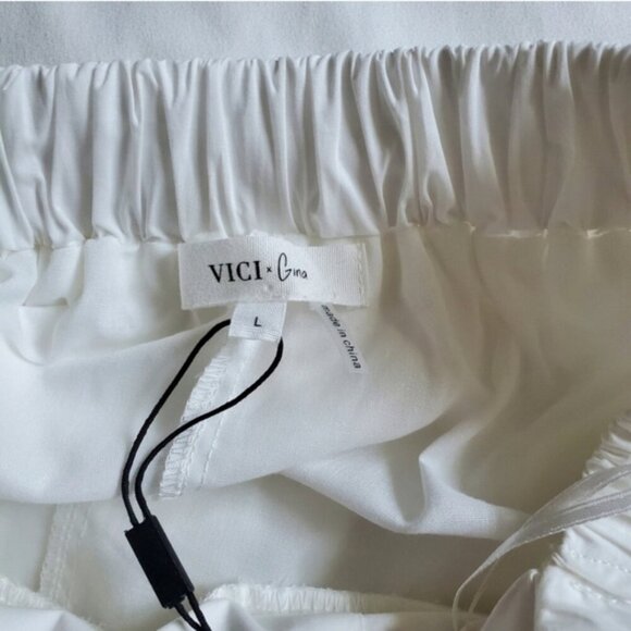 NWT VICI White Open Back Smocked Fit & Flare Mini Dress L - Picture 5 of 10